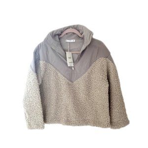 SALE! Mango Quarter Zip Faux Lambs Wool Jacket in Neutral Women's Size Small